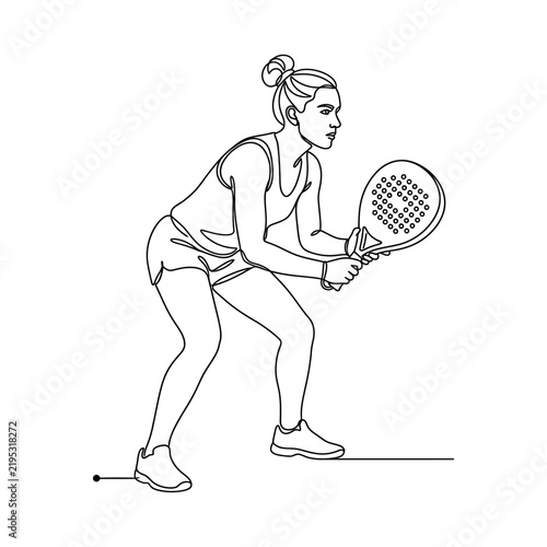 Dynamic Woman Playing Tennis Single Line Art Minimalist Style