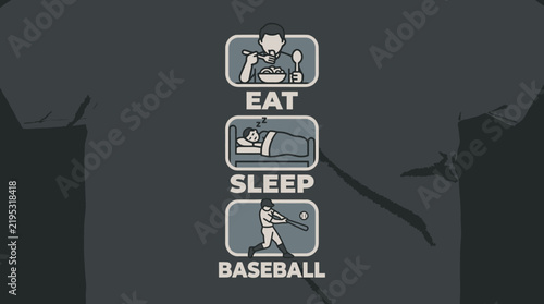 Eat Sleep Baseball Simple Icons Illustration For Tshirts
