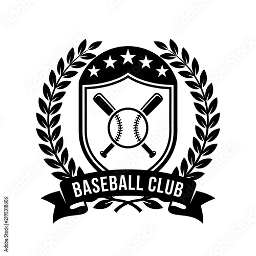 Elegant Baseball Club Emblem With Laurel Wreath And Shield Design