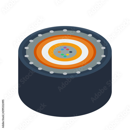 Subsea Fiber Optic Internet Cable Cross-Section 3D Vector