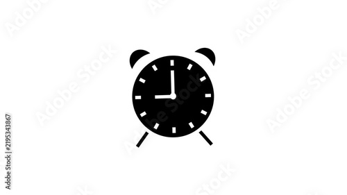 A black alarm clock ticking fast animation background.