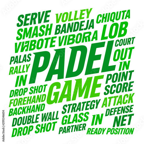 Dynamic Padel Tennis Word Cloud Concept for Sports Marketing