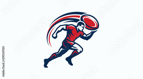 Dynamic Rugby Player Illustration Sprinting With Ball