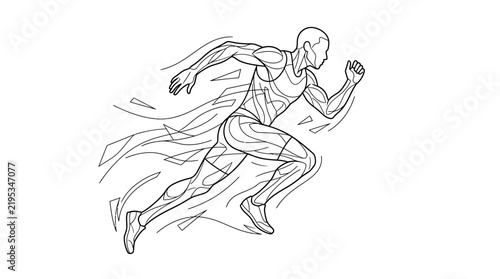 Dynamic Runner Motion Abstract Line Art Illustration Expressing Speed And Agility