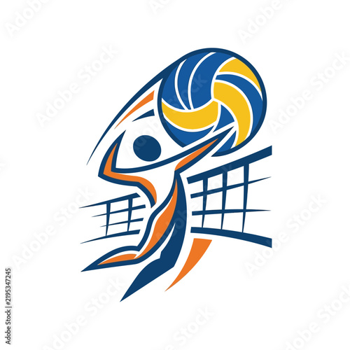 Dynamic Volleyball Player Action Silhouette Sport Illustration