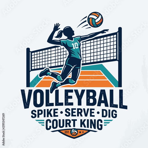 Dynamic Volleyball Player Action Silhouette Design For Sports Enthusiasts