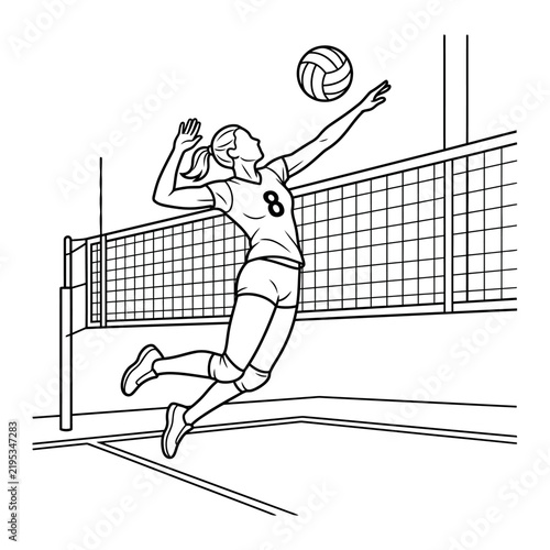 Dynamic Volleyball Player Executing A Powerful Spike In Mid-Air Action Shot