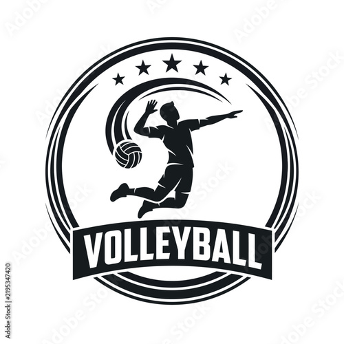 Dynamic Volleyball Player Silhouette Emblem For Sports Branding