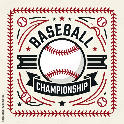 Dynamic Baseball Championship Emblem Design With Sport Ball