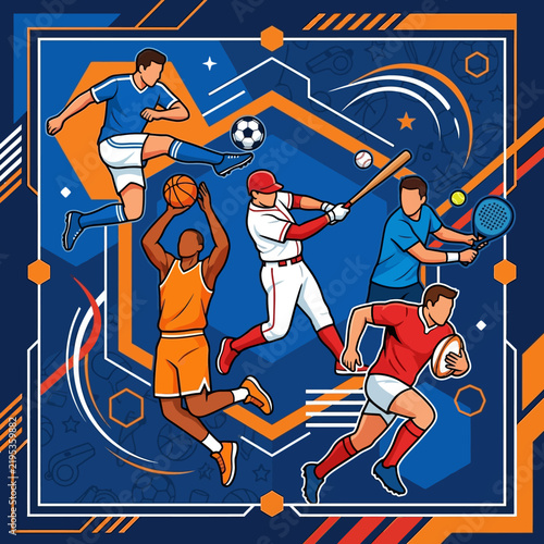 Diverse Athletes Engaged In Multiple Popular Sports Activities
