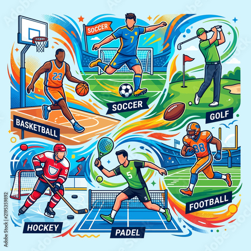 Diverse Athletes Engaged In Popular Global Sports Action