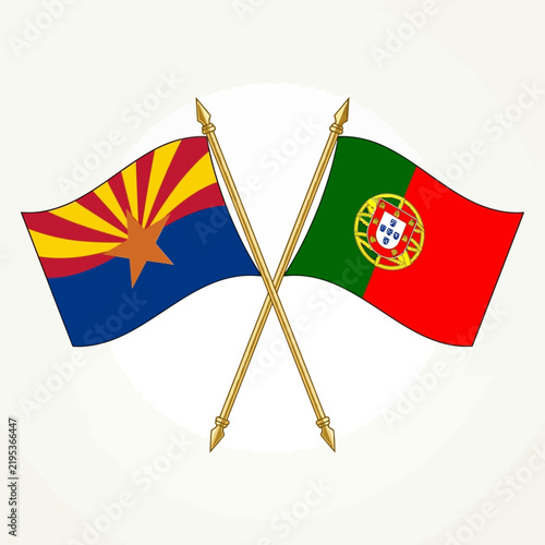 Arizona And Portugal Flags Crossed Friendship And Partnership Symbolism