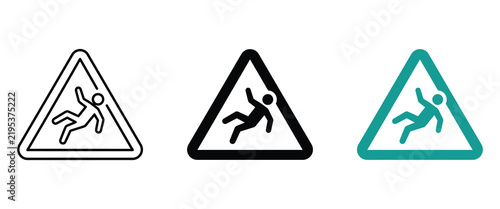 Warning sign for slippery floor with falling person pictogram wet floor safety sign accident