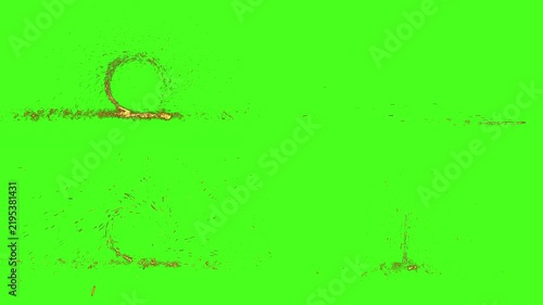 Green Screen Sparkle Streaks and Directional Motion. Golden light streaks and glowing particles moving in a directional flow on green screen for visual effects