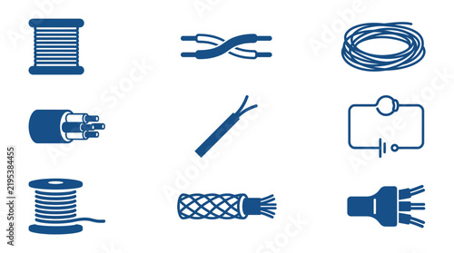 Set of electrical wire and cable icons.