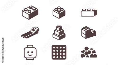 Brown isometric toy brick icons.