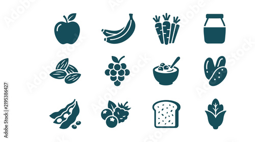 Healthy food and snack icons.