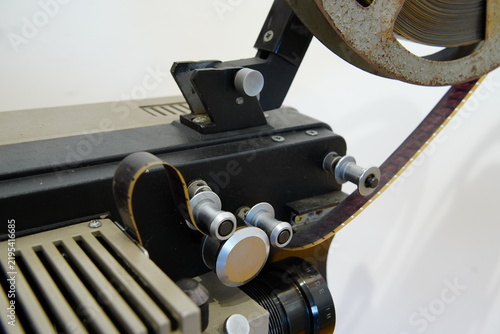 Close-up of retro film projector