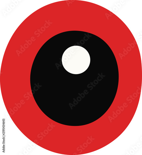 Minimalist geometric eye icon vector, abstract flat modern eyeball logo design, red black and white concept art.