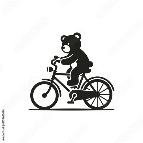 Cute Teddy Bear Riding a Bicycle Silhouette.