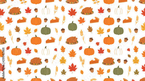 Seamless pattern with cute orange pumpkins and autumn leaves on white background seamless pumpkins background seasonal repeating