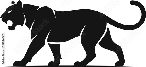 Photography Roaring black panther stalking vector mascot template displaying an aggressive p