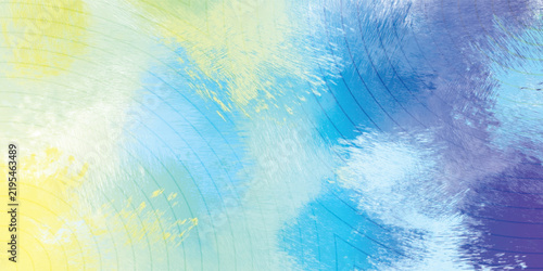 Soft Bright Cyan and Yellow Abstract Feathered Brush Texture Background