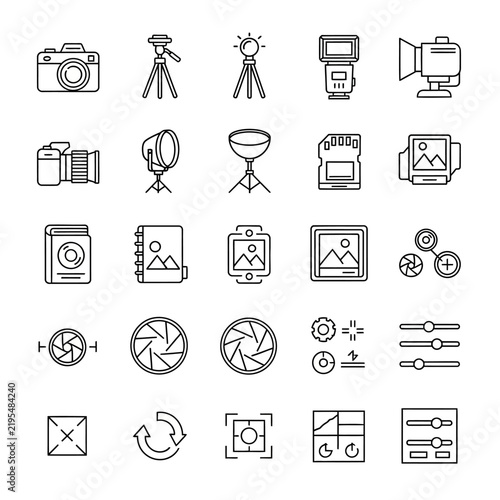 Collection of photography and video icons.