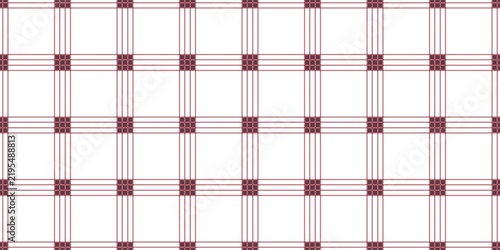 Deep maroon red grid plaid line pattern on a white background for elegant autumn textiles, luxury packaging paper, and stylish apparel print assets.