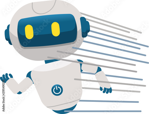 AIエージェント　スピーディーなAIロボットのイメージイラスト
