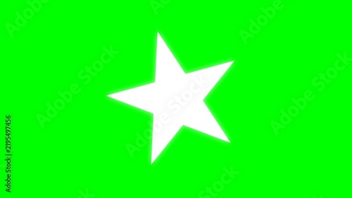 Glowing White Five-Pointed Star Shape on Chroma Key Green Screen Background for Motion Graphics and Video Editing