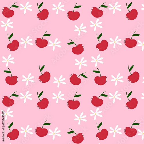 Pattern with red cherries