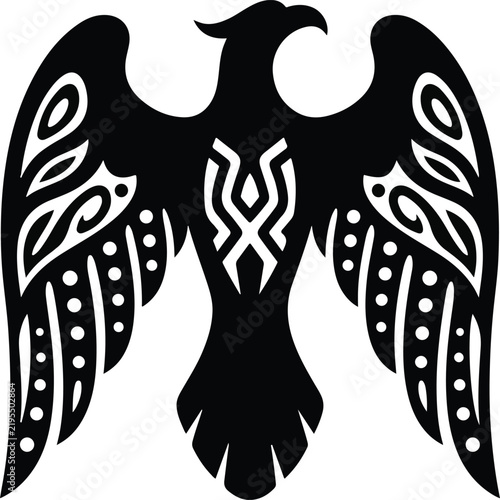 Phoenix bird silhouette vector illustration featuring a mythical fire bird with spread wings