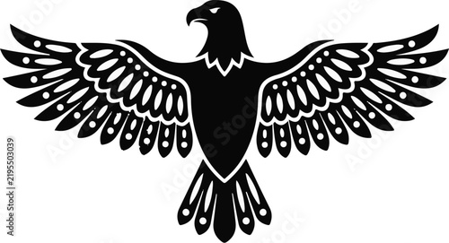 Stylized eagle head vector illustration featuring sharp geometric lines on a solid background