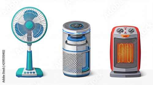 Electric fan air purifier and portable electric heater for home comfort