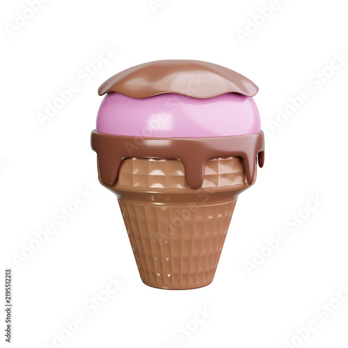 Waffle cone 3d render icons