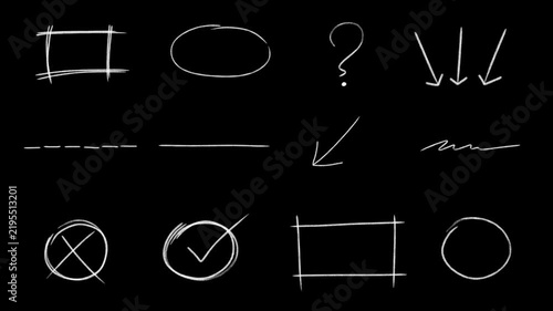 Hand Drawn Doodle Symbols Animation with Arrows and Shapes  