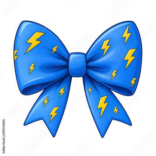 blue bow with thunders isolated on white