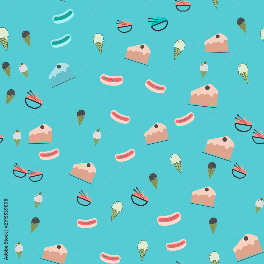 Seamless pattern of food icons