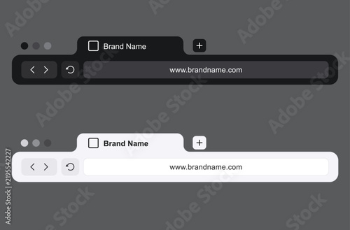 Modern Dark and Light Web Browser Window Tab Bar Interface Mockup Set