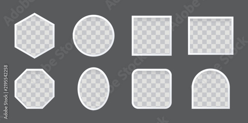 Blank Picture Frame Cutout Shapes with Transparent Grid for Photo Mockup