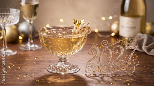 Elegant New Year Celebration with Champagne and 2027 Decor
