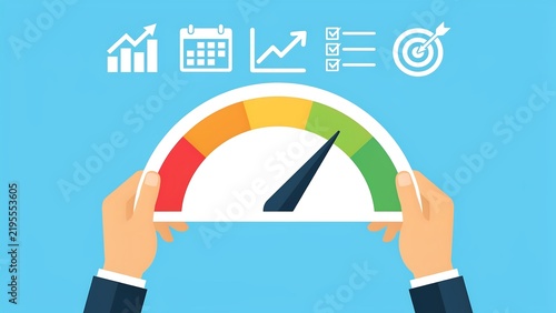 Professional business performance measurement and growth analytics dashboard illustration