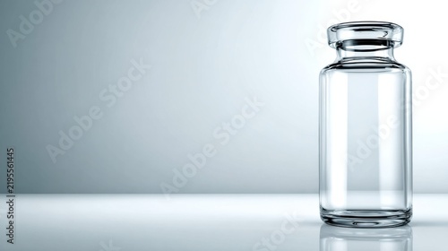 Glass Vaccine Vial Isolated on a Clean Surface