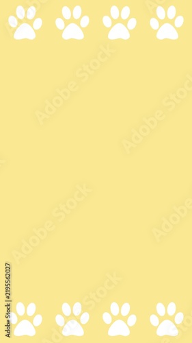 White Cat's Paw Pattern Frame Scrolling Loop Animation Vertical Video Yellow Background	