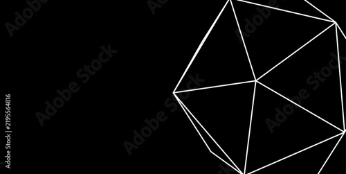 Фотография Abstract pentagon polygon wireframe with white geometric lines on a black backgr