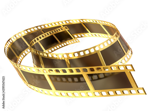 cimema film movie footage golden isolated for background, - 3d rendering