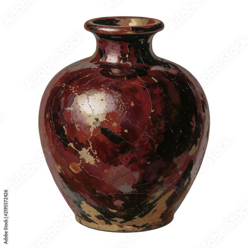 Vintage Ceramic Vase with Cracked Glaze Texture Transparent Background