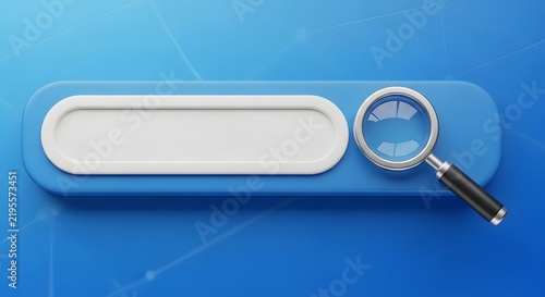 Search bar icon with magnifying glass on a blue connected network background