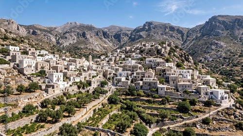 Greece Naxos Apiranthos Mountain Village Landscape